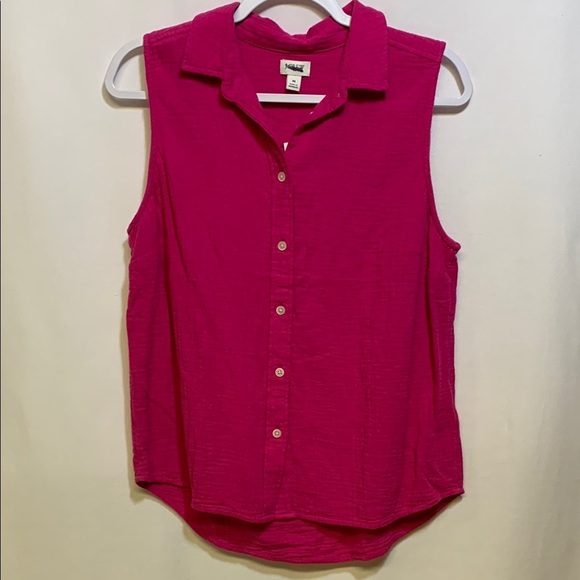 J. Crew Tops - J. Crew Pink Collared Button Down Sleeveless Shirt